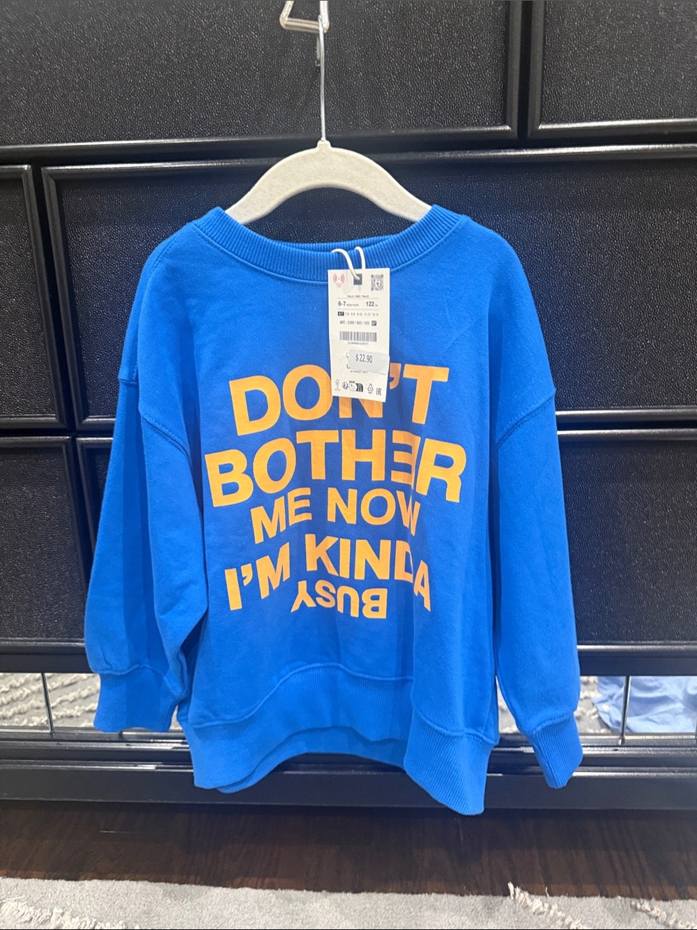 Zara Kids Blue Graphic Sweatshirt with Yellow Text